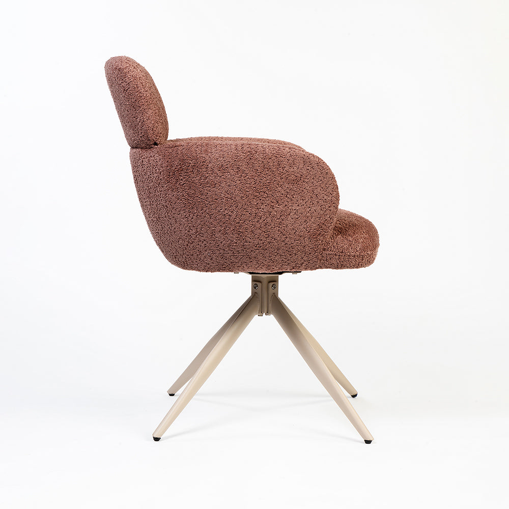 Boucle Babad Dining Chair with Metal- Swivel