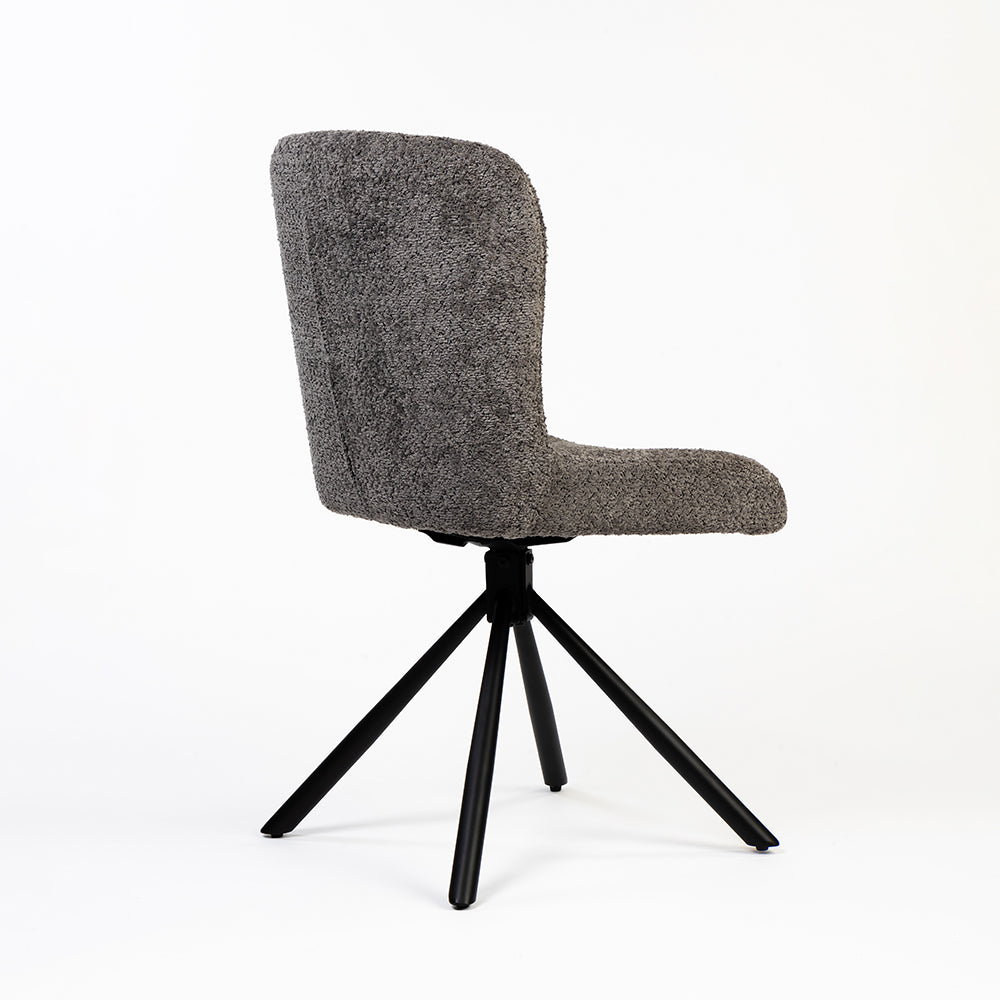 Boucle Jade Dining Chair with Metal- Swivel