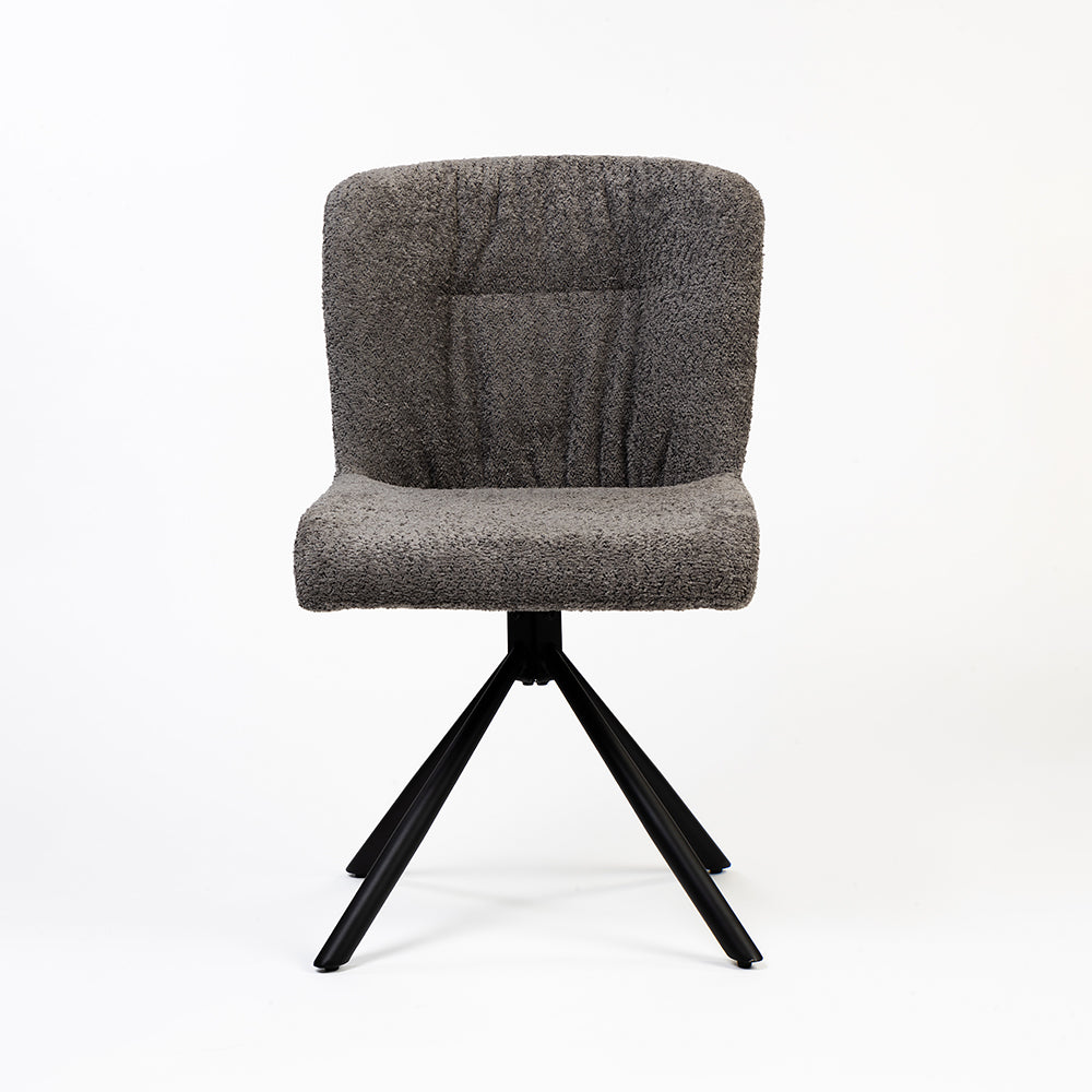 Boucle Jade Dining Chair with Metal- Swivel