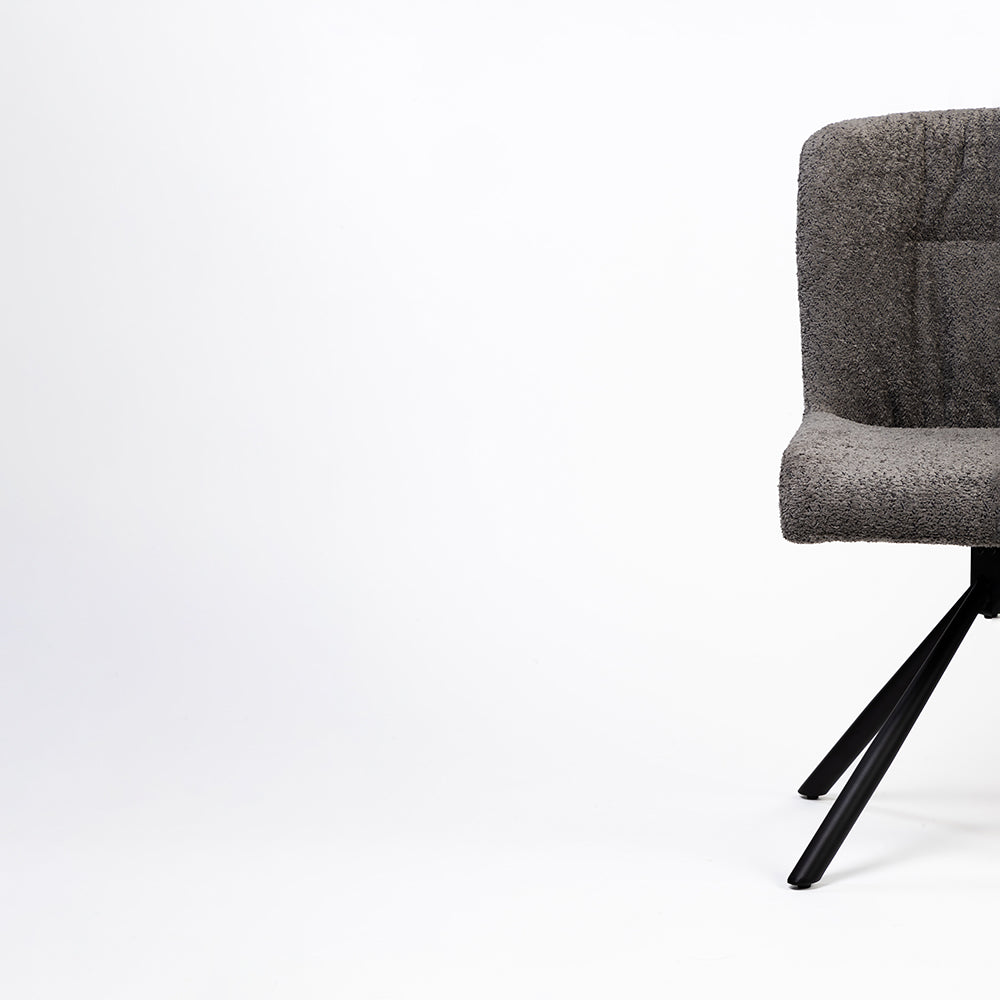 Boucle Jade Dining Chair with Metal- Swivel
