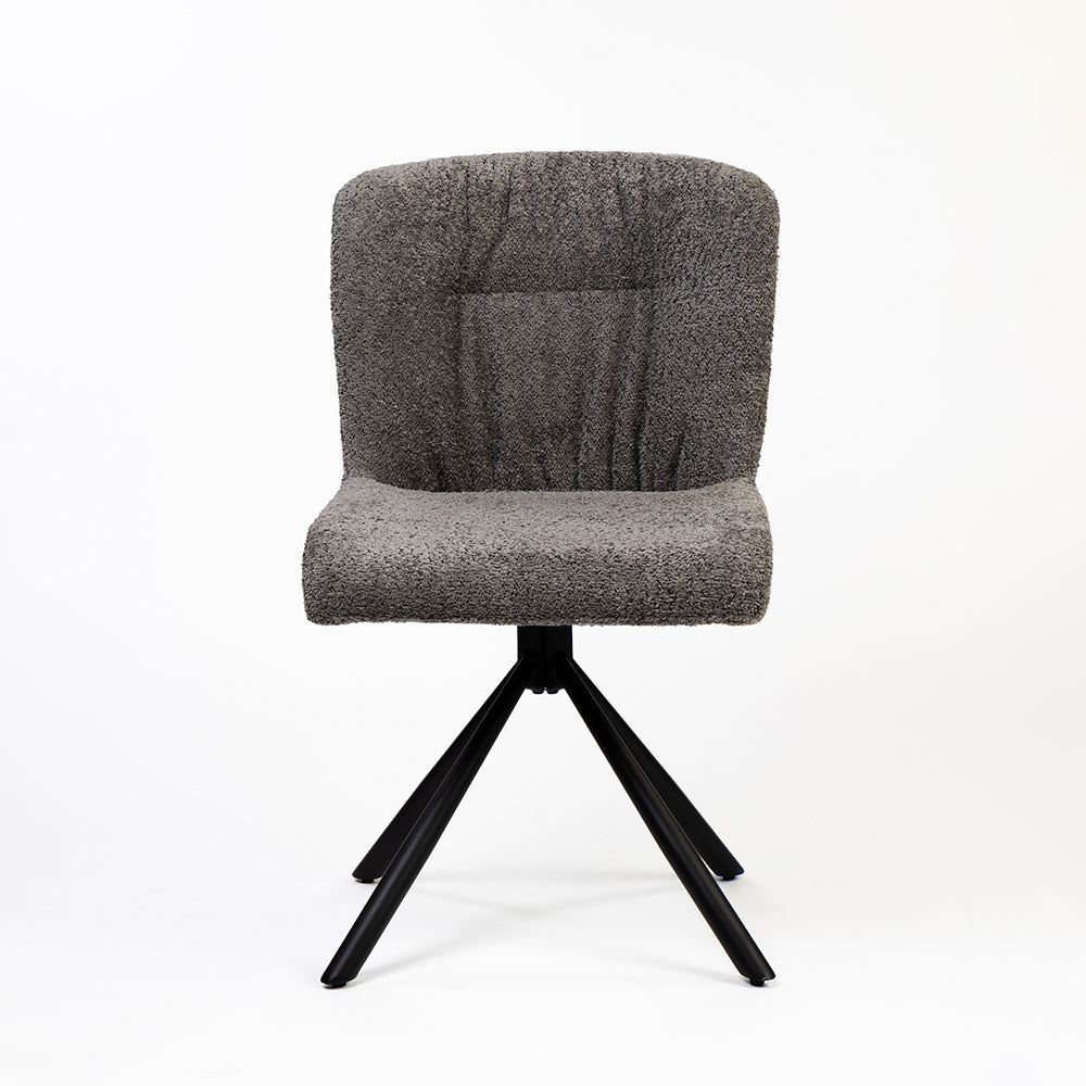 Boucle Jade Dining Chair with Metal- Swivel