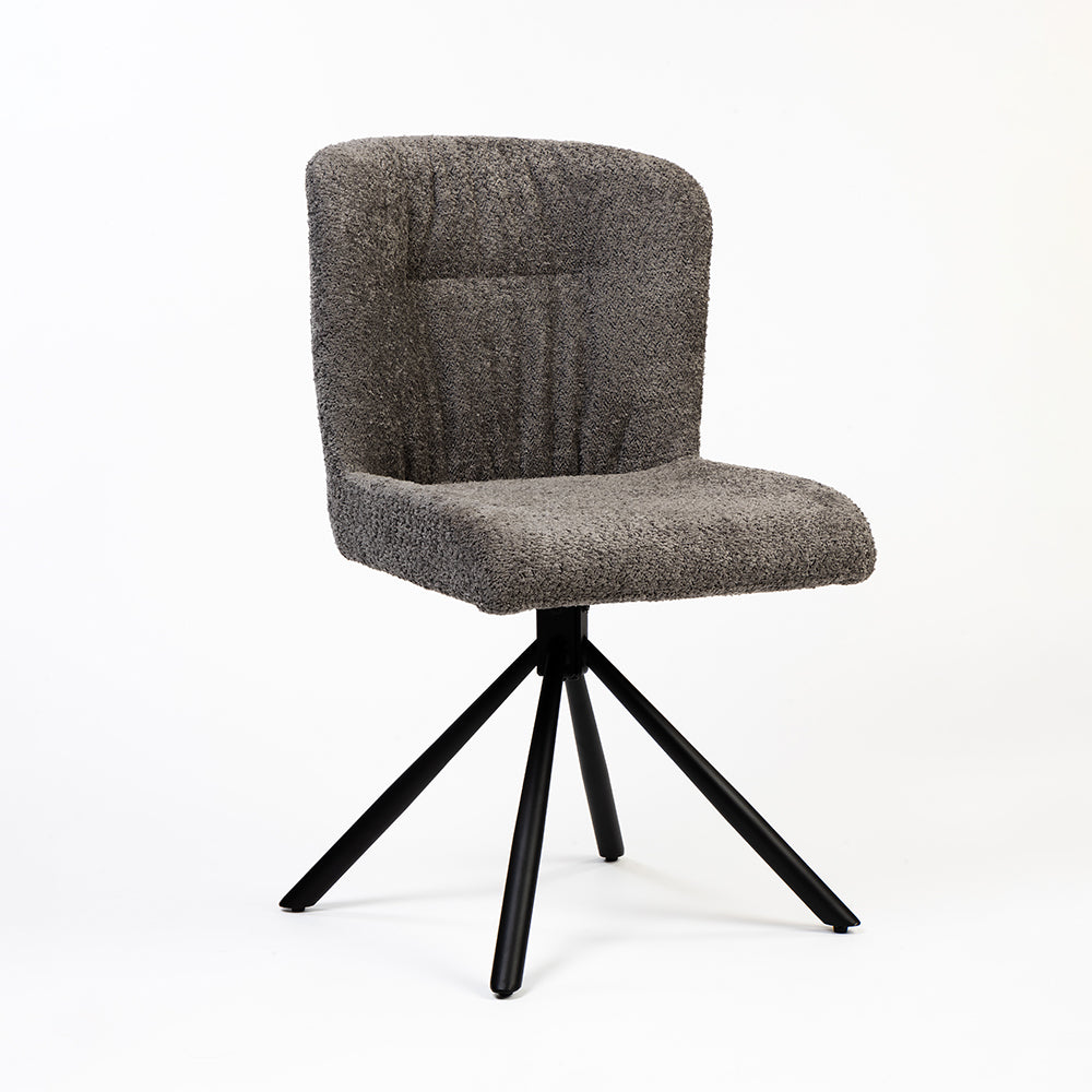 Boucle Jade Dining Chair with Metal- Swivel