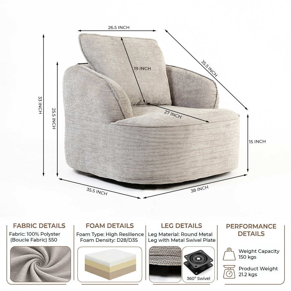 Lithe Swivel Boucle Chair