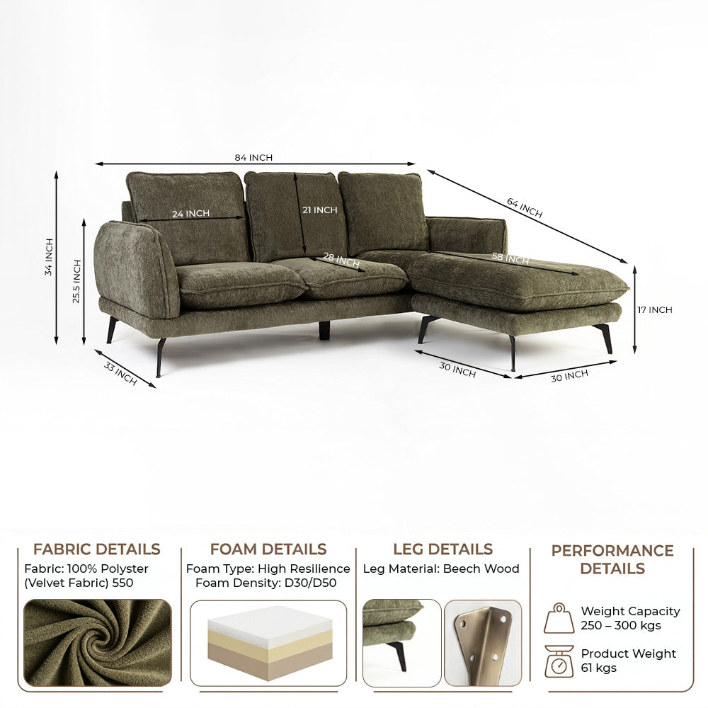 Tonite Reversible Velvet 3 Seater Sofa