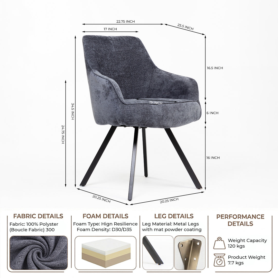 Koda Boucle Dining Chair with Metal