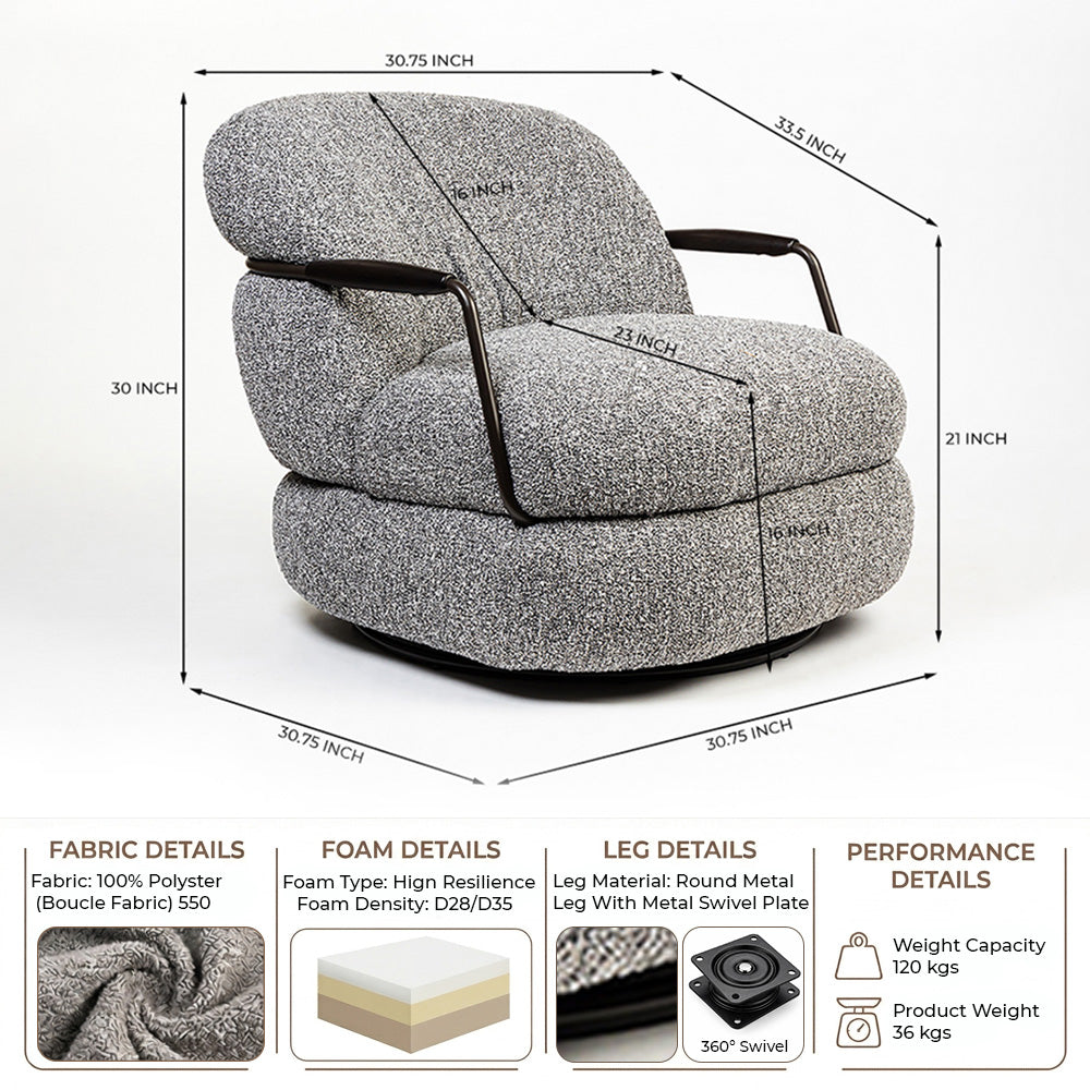 Sebum Boucle Swivel Chair