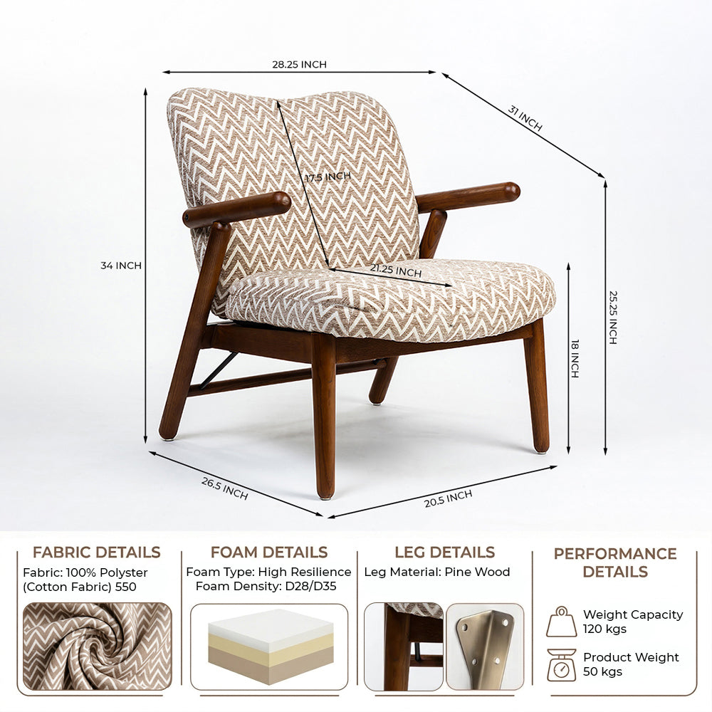 Thundon Cotton Chair with Wood