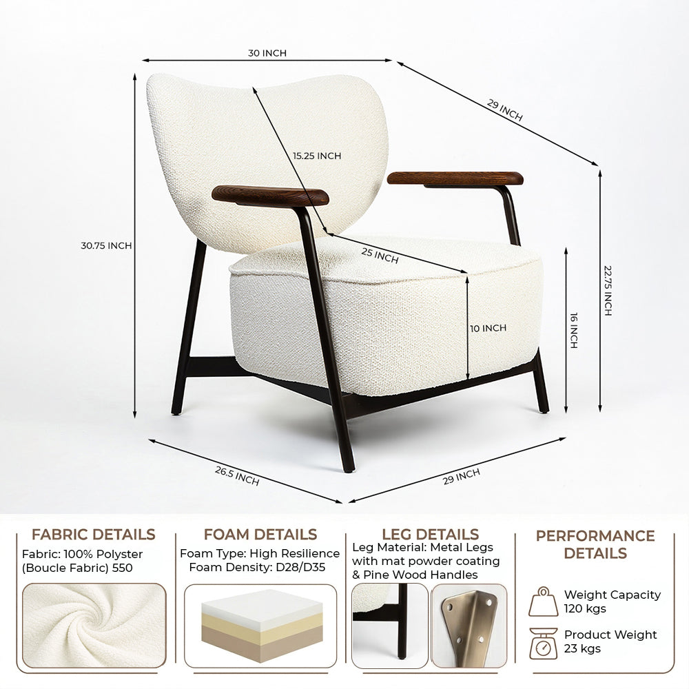 Nesis Boucle Chair with Wood