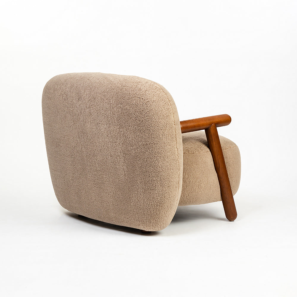 Footy Boucle Chair with Wood