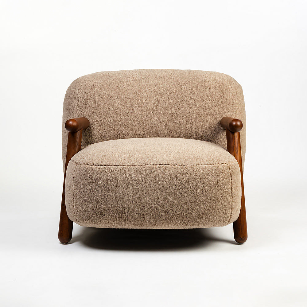 Footy Boucle Chair with Wood