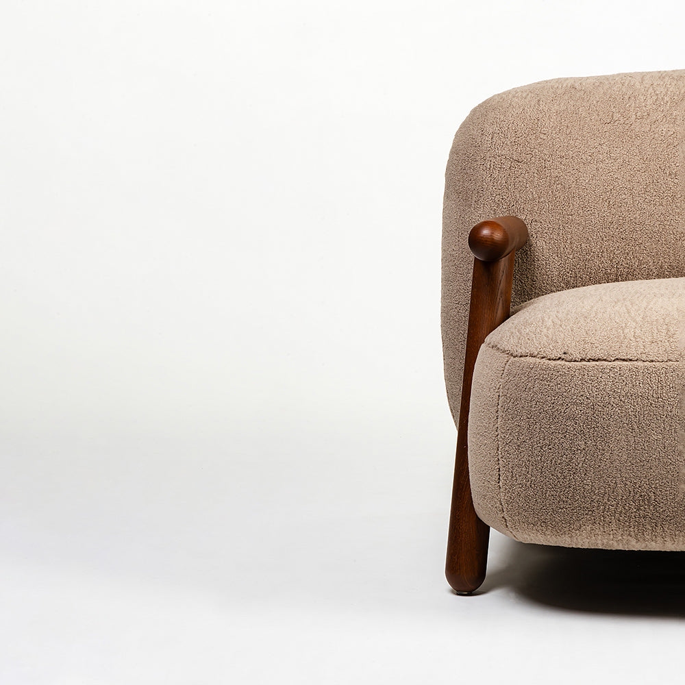 Footy Boucle Chair with Wood