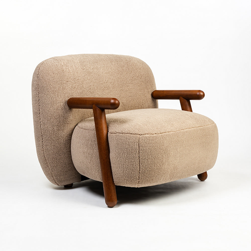Footy Boucle Chair with Wood