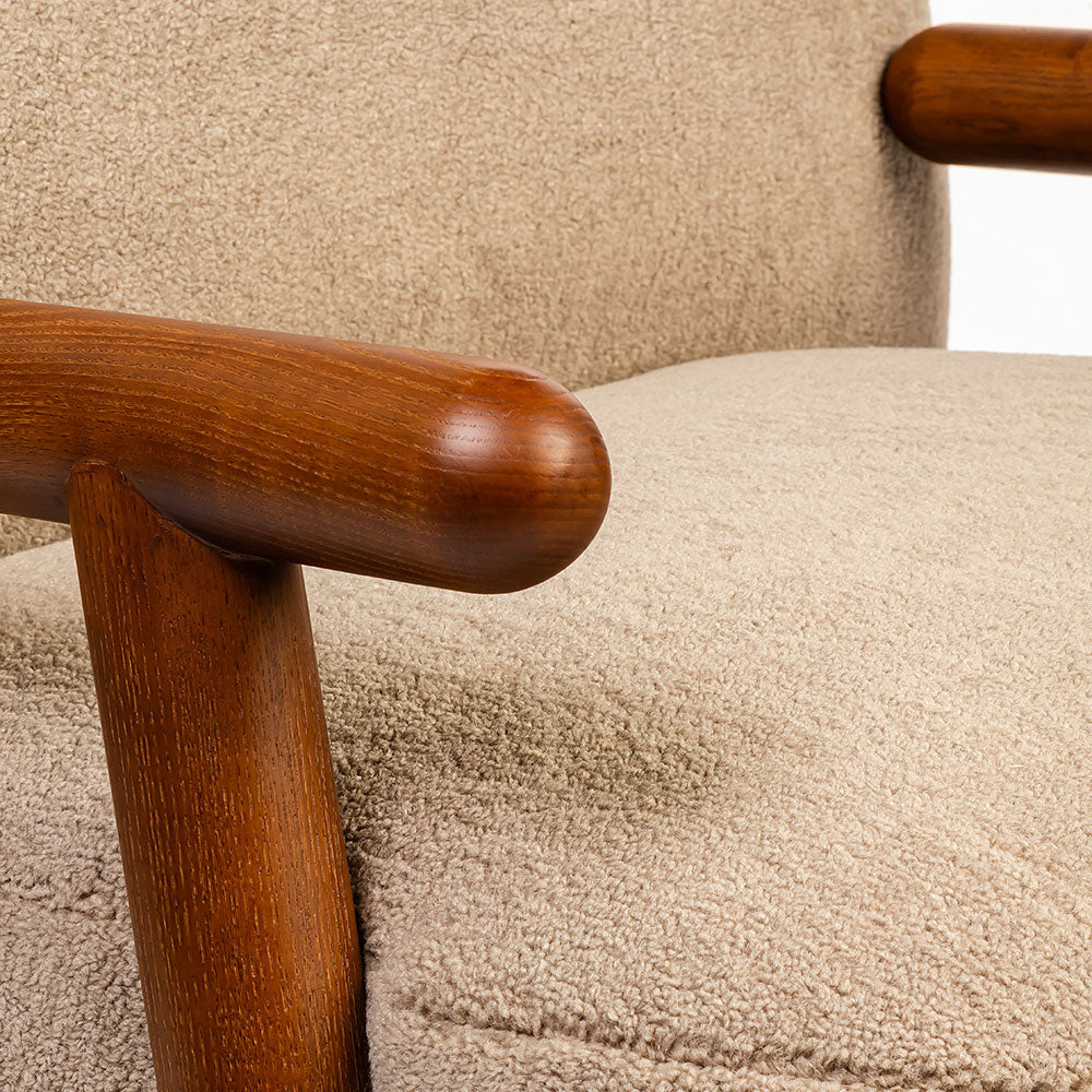 Footy Boucle Chair with Wood