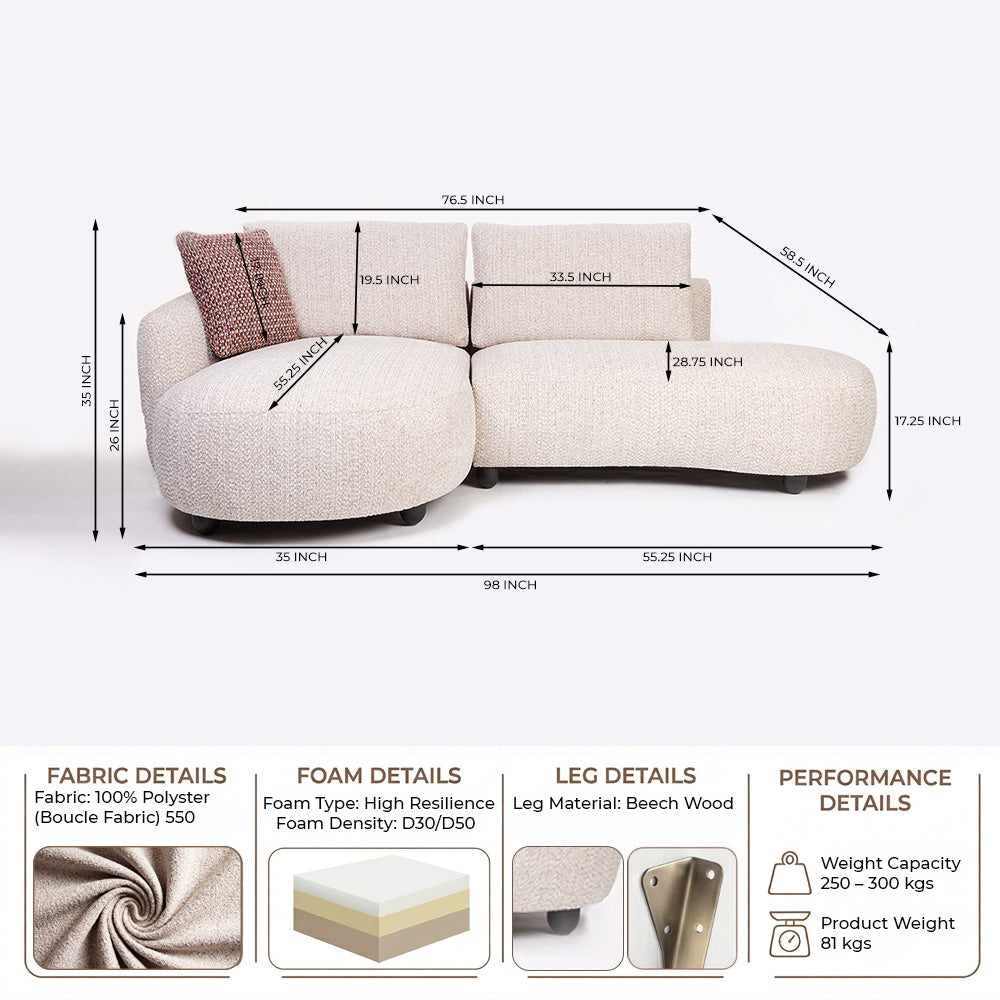 Wizziod Boucle 3 Seater Sofa Set