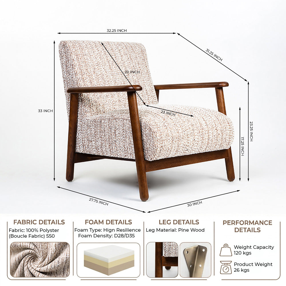 Florie Boucle Chair with Wood