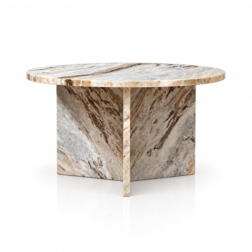 Drift Butterscotch Marble Round Coffee Table Set of 2