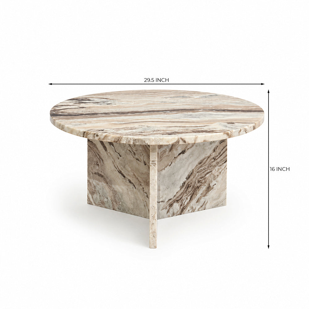 Marble Drift Butterscotch Round Coffee Table - Big