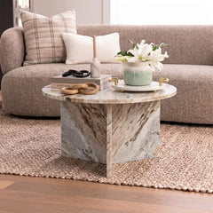 Marble Drift Butterscotch Round Coffee Table - Big