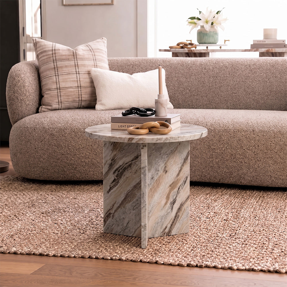 Marble Drift Butterscotch Round Coffee Table - Small
