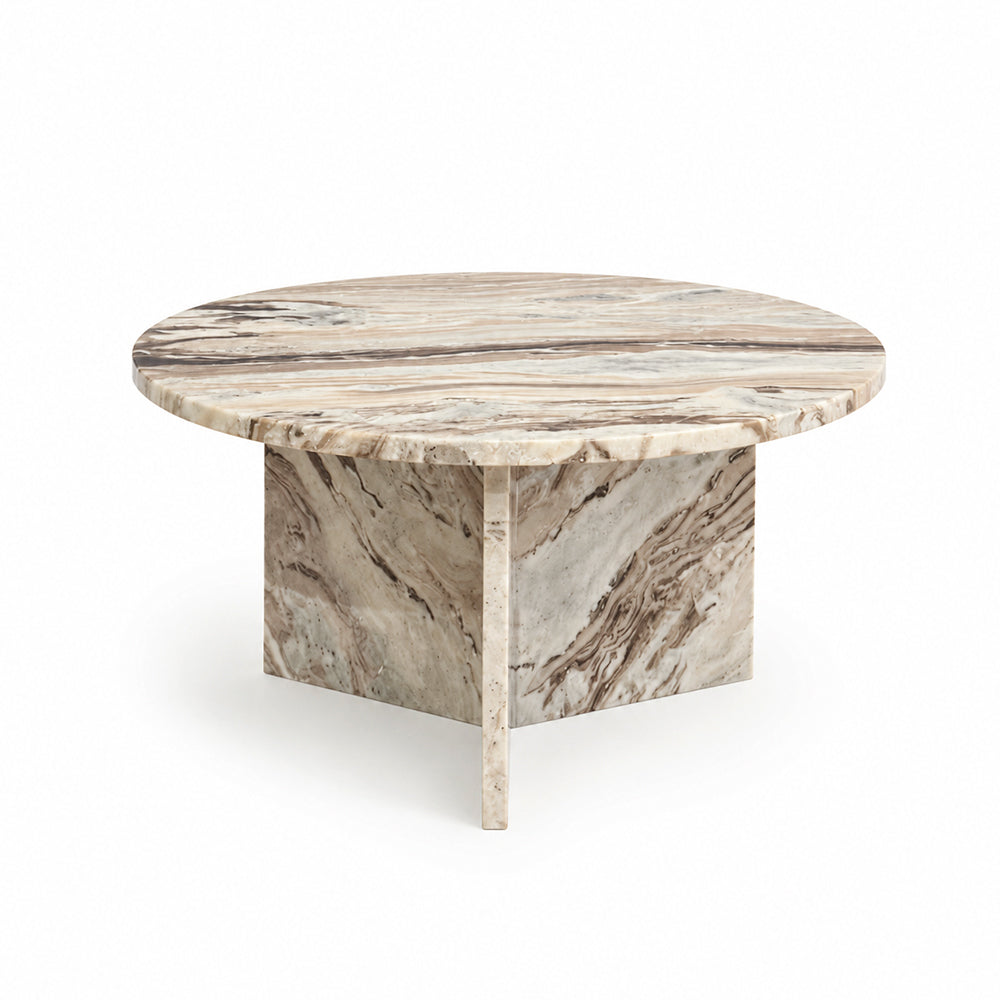 Marble Drift Butterscotch Round Coffee Table - Big