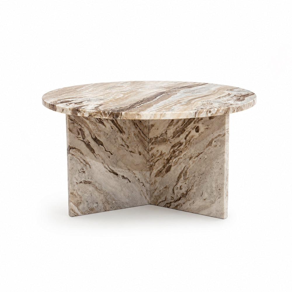 Marble Drift Butterscotch Round Coffee Table - Big