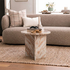 Marble Drift Butterscotch Round Coffee Table - Small