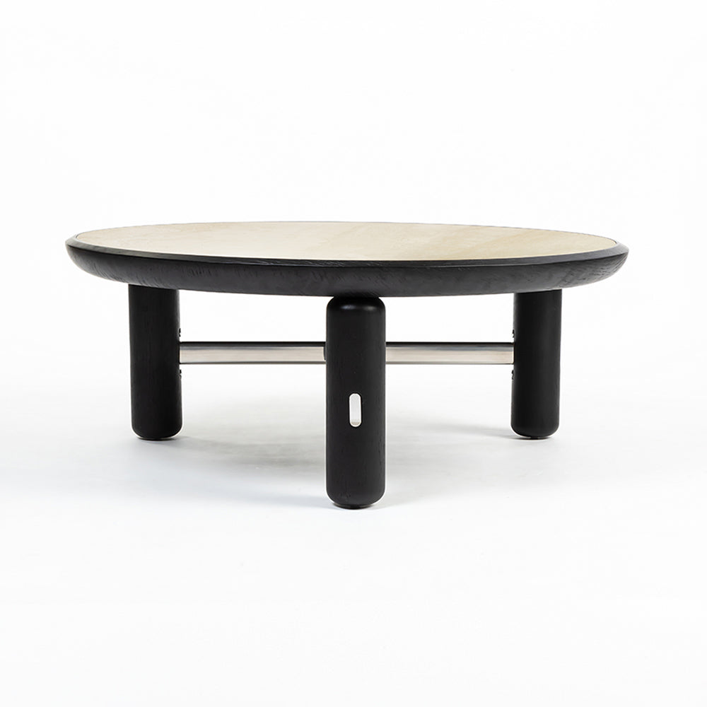 Bette Ceramic Round Coffee Table with Metal Base Set of 2
