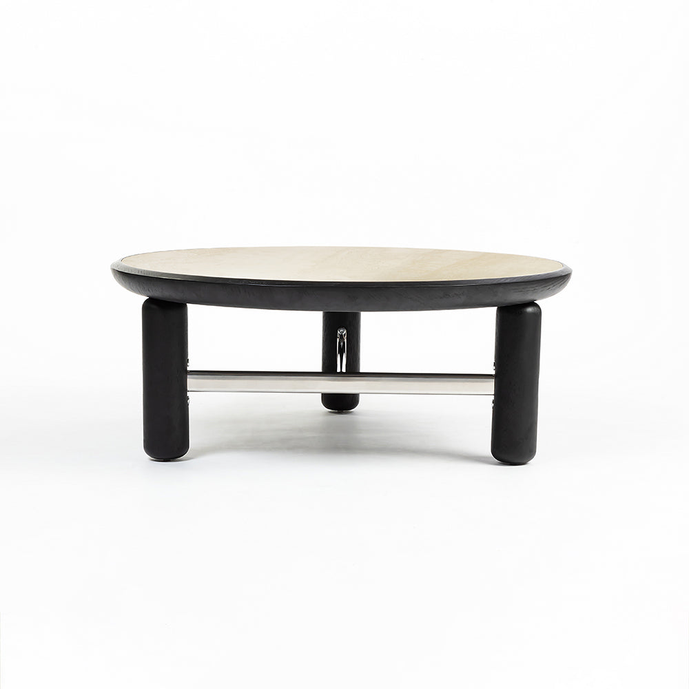 Bette Ceramic Round Coffee Table with Metal Base - Large
