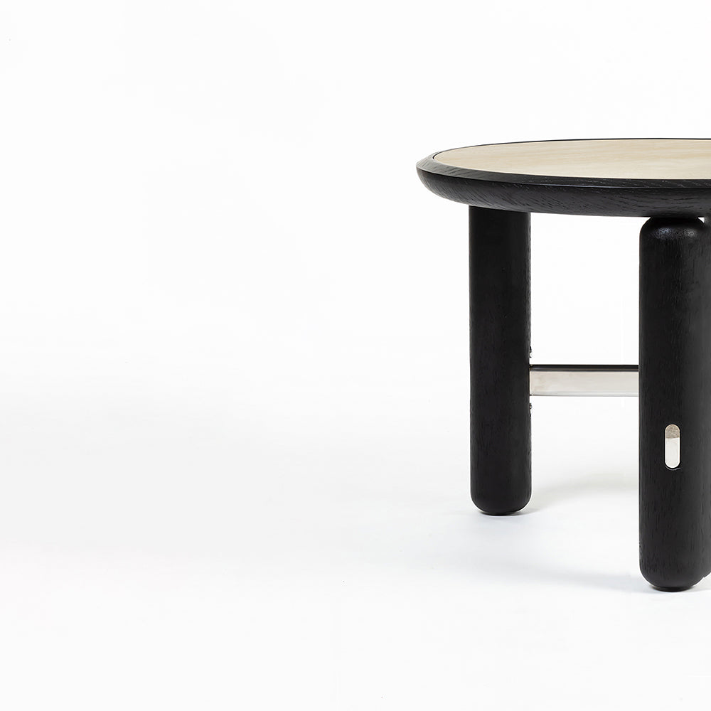 Bette Ceramic Round Coffee Table with Metal Base - Small