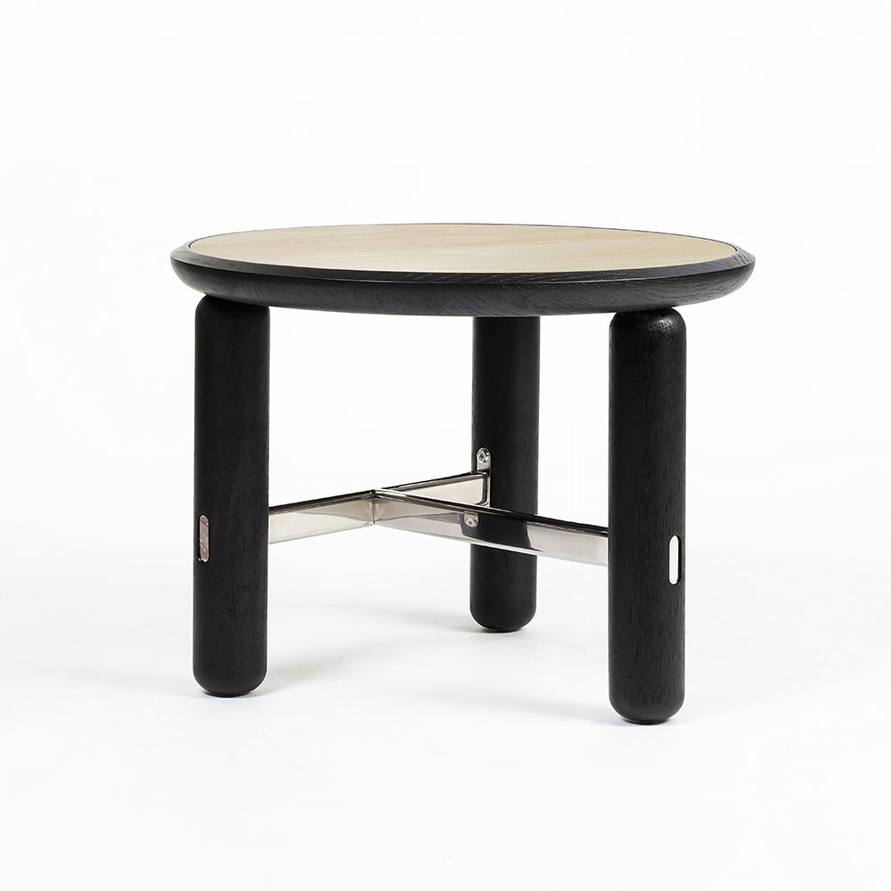 Bette Ceramic Round Coffee Table with Metal Base - Small