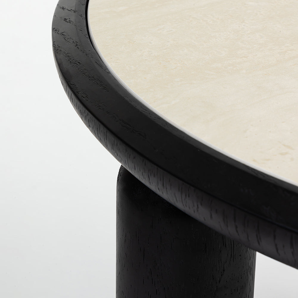 Bette Ceramic Round Coffee Table with Metal Base - Small