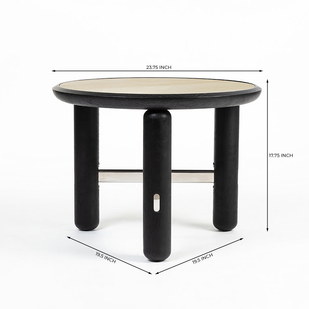 Bette Ceramic Round Coffee Table with Metal Base - Small