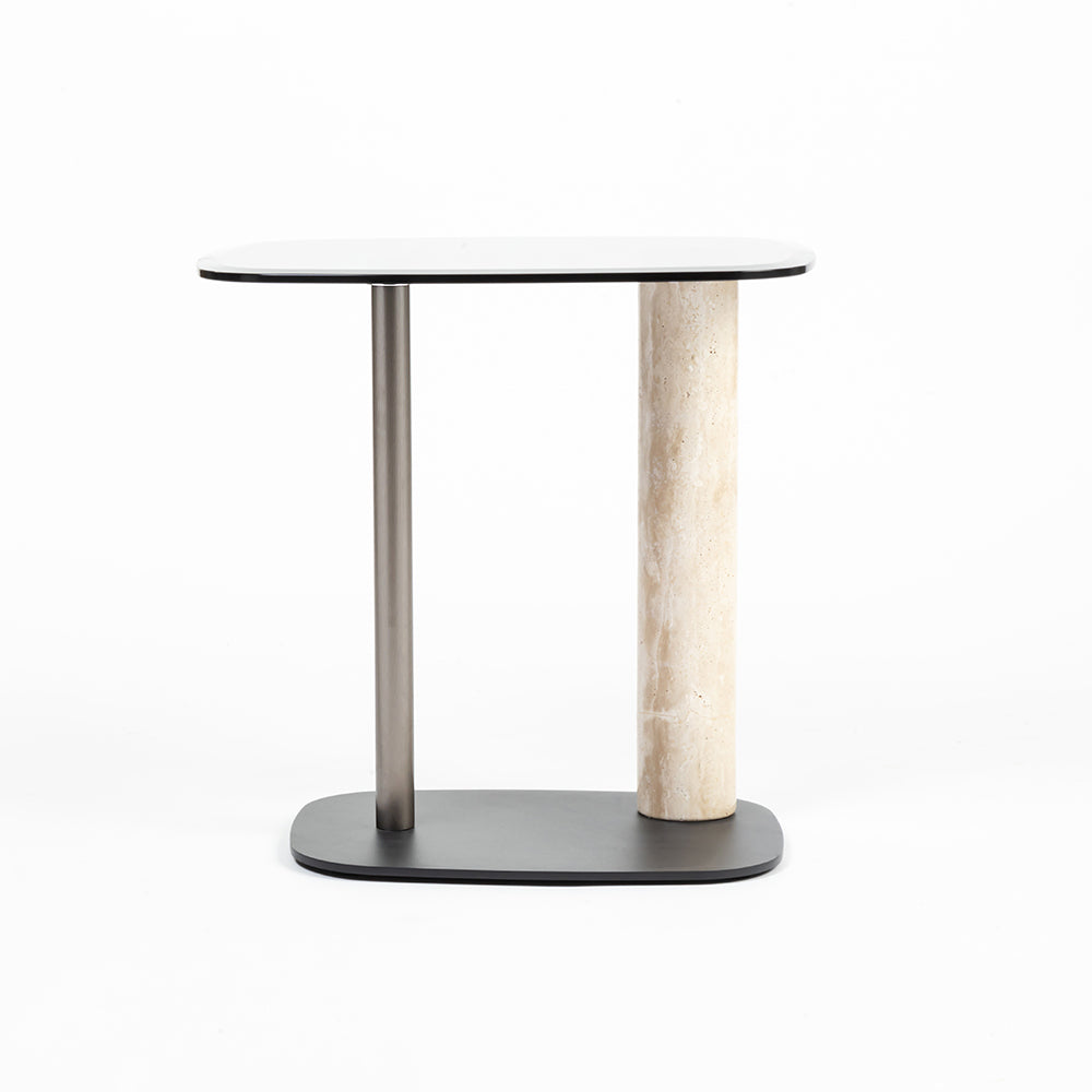 Glass Halo Accent Table with Metal Base