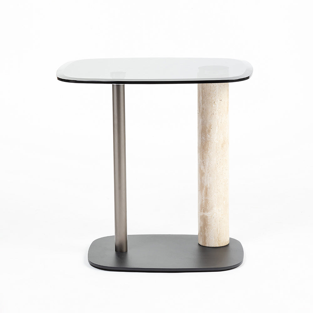 Glass Halo Accent Table with Metal Base