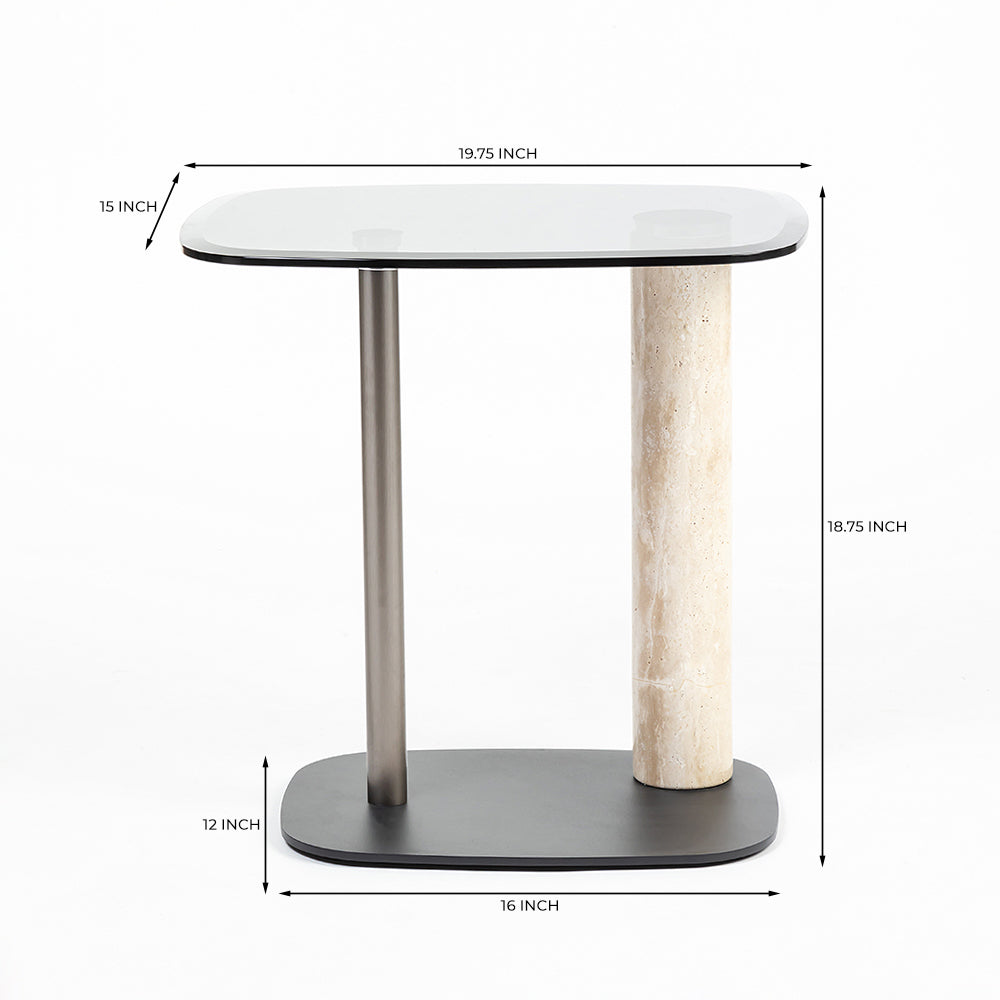 Glass Halo Accent Table with Metal Base