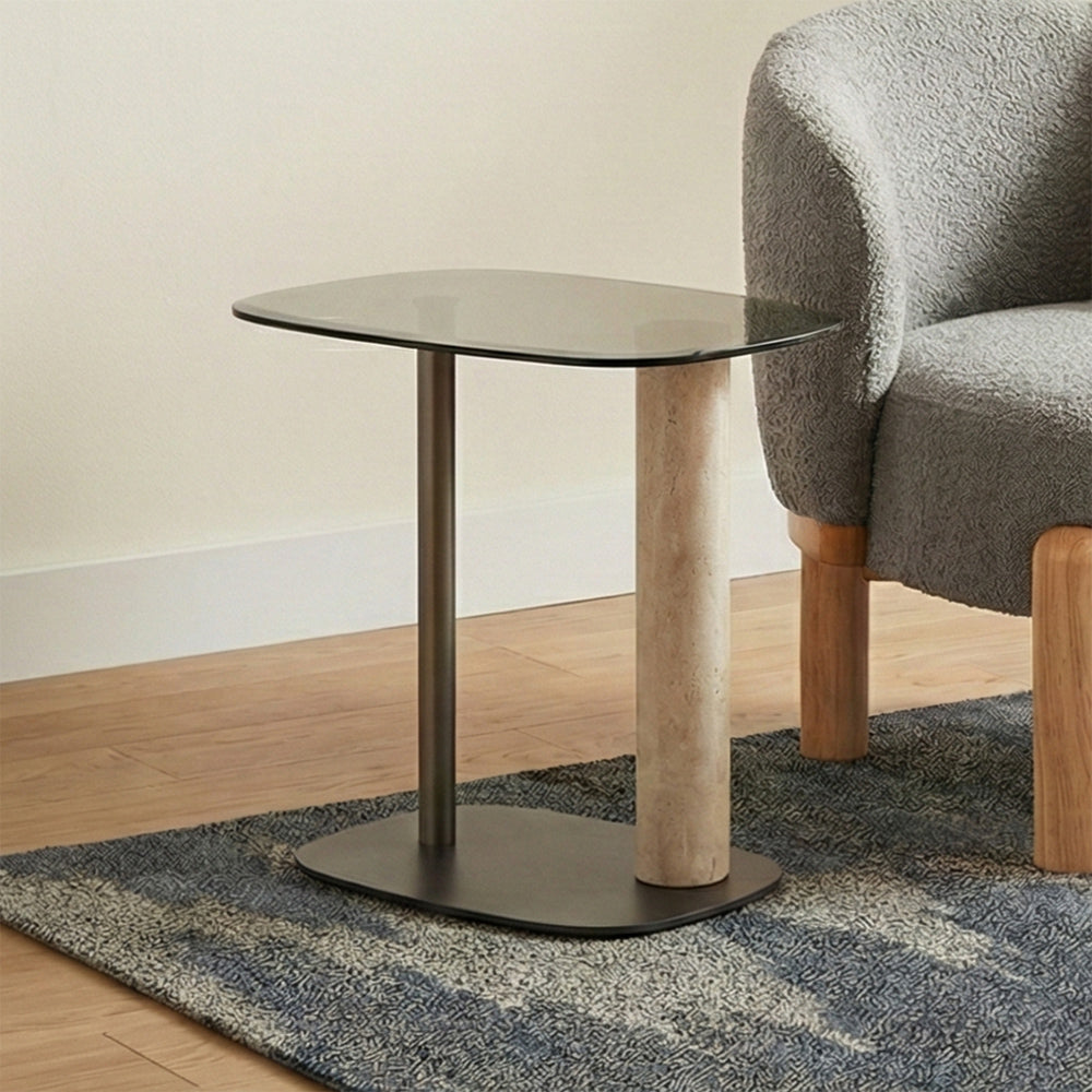Glass Halo Accent Table with Metal Base