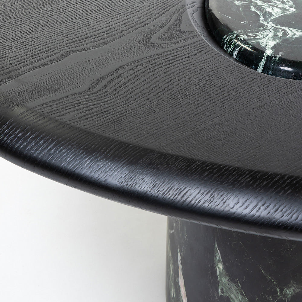 MDF Black Oval Coffee Table with Wooden Base - Large