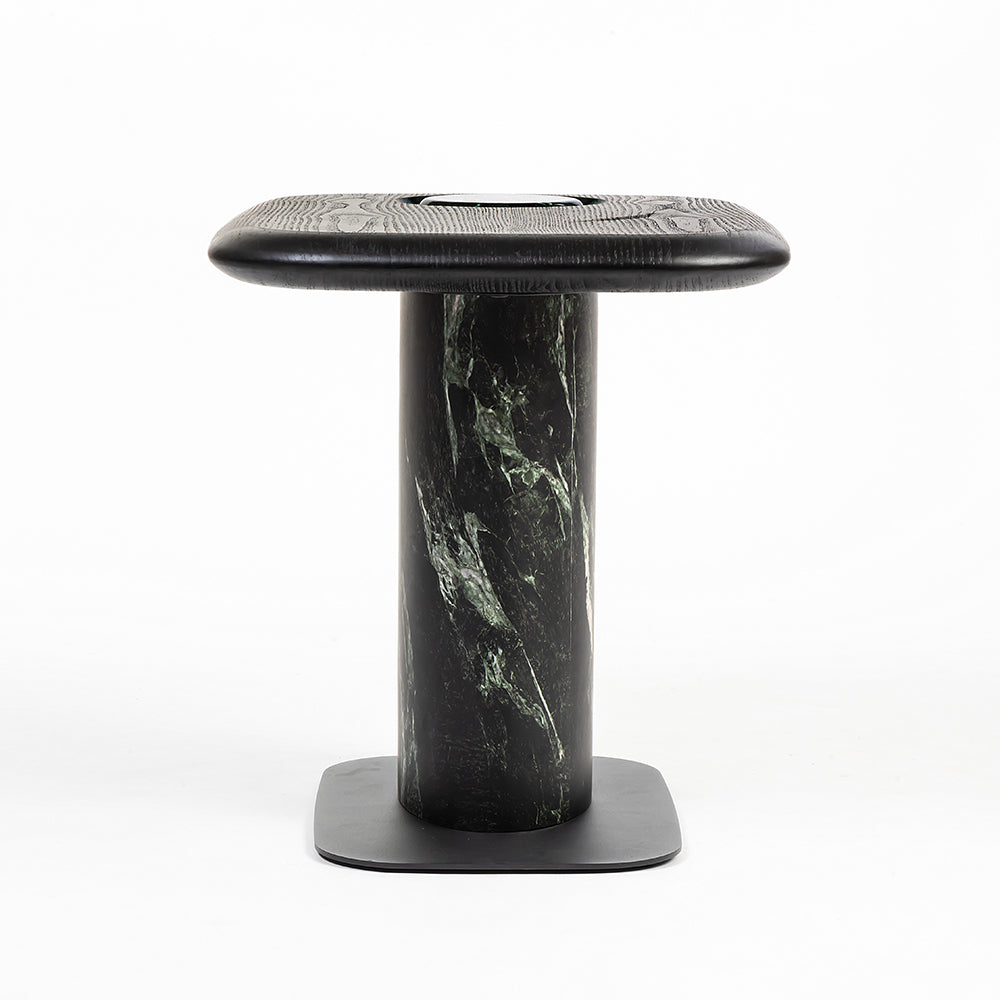 MDF Black Coffee Table with Wooden Base - Small