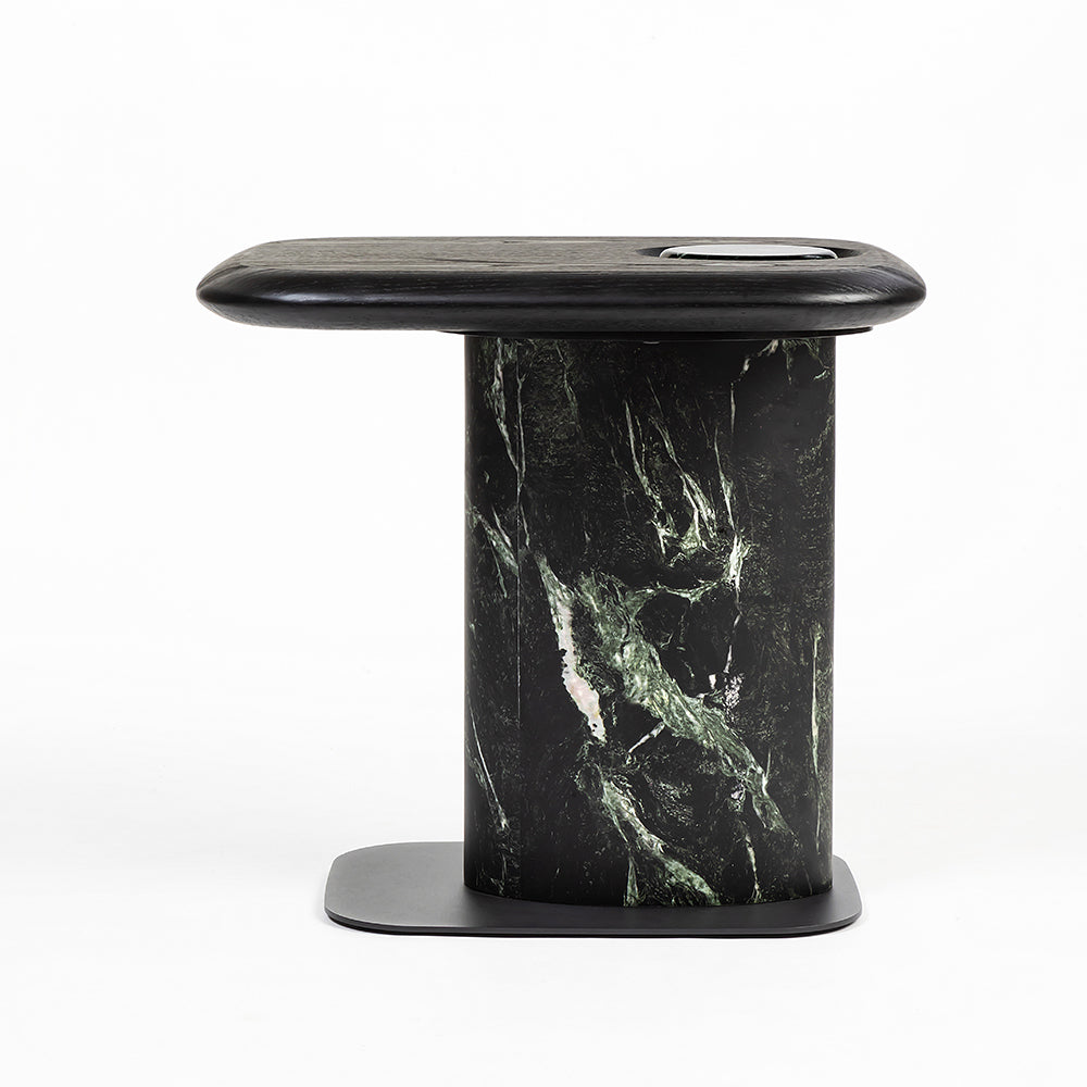 MDF Black Coffee Table with Wooden Base - Small