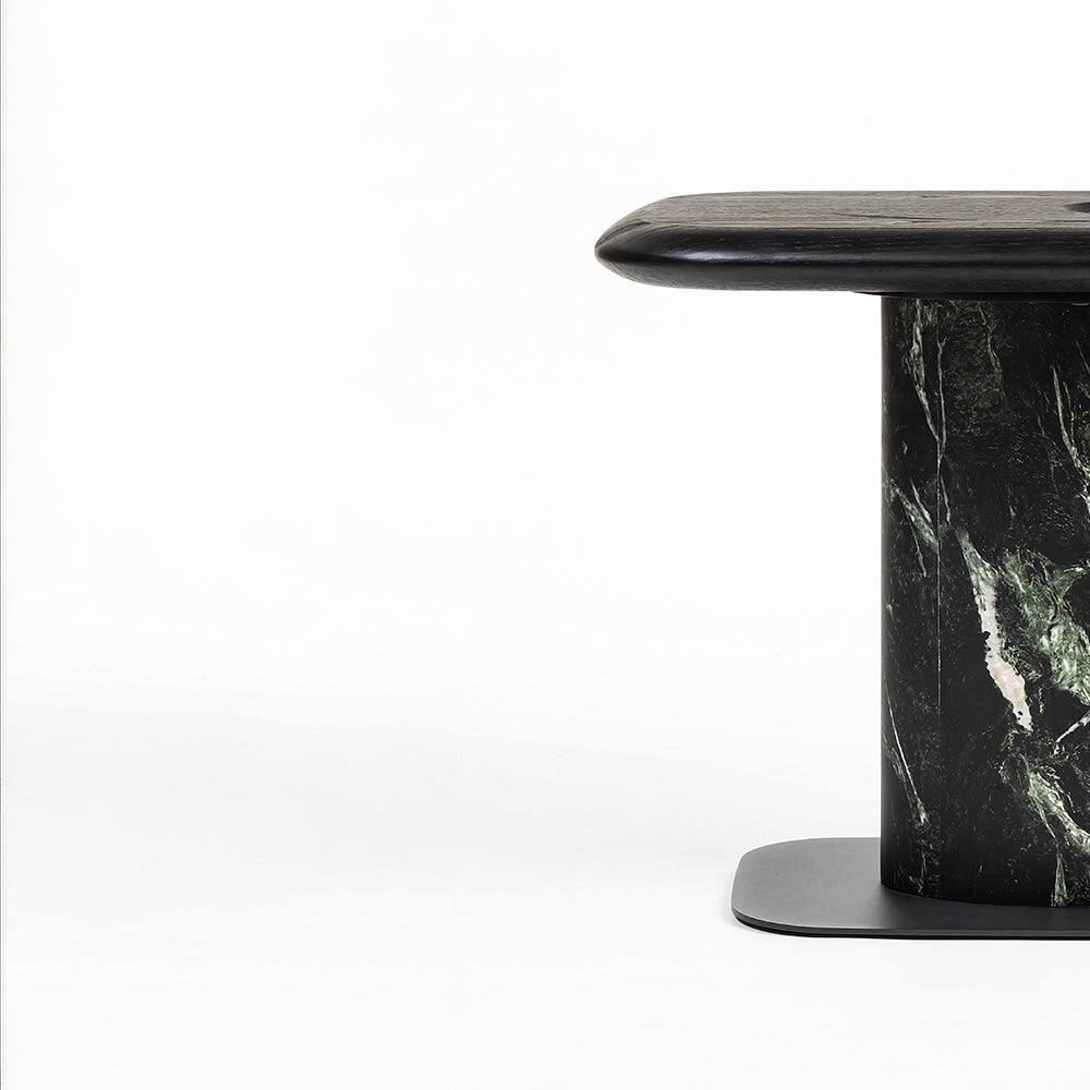 MDF Black Coffee Table with Wooden Base - Small