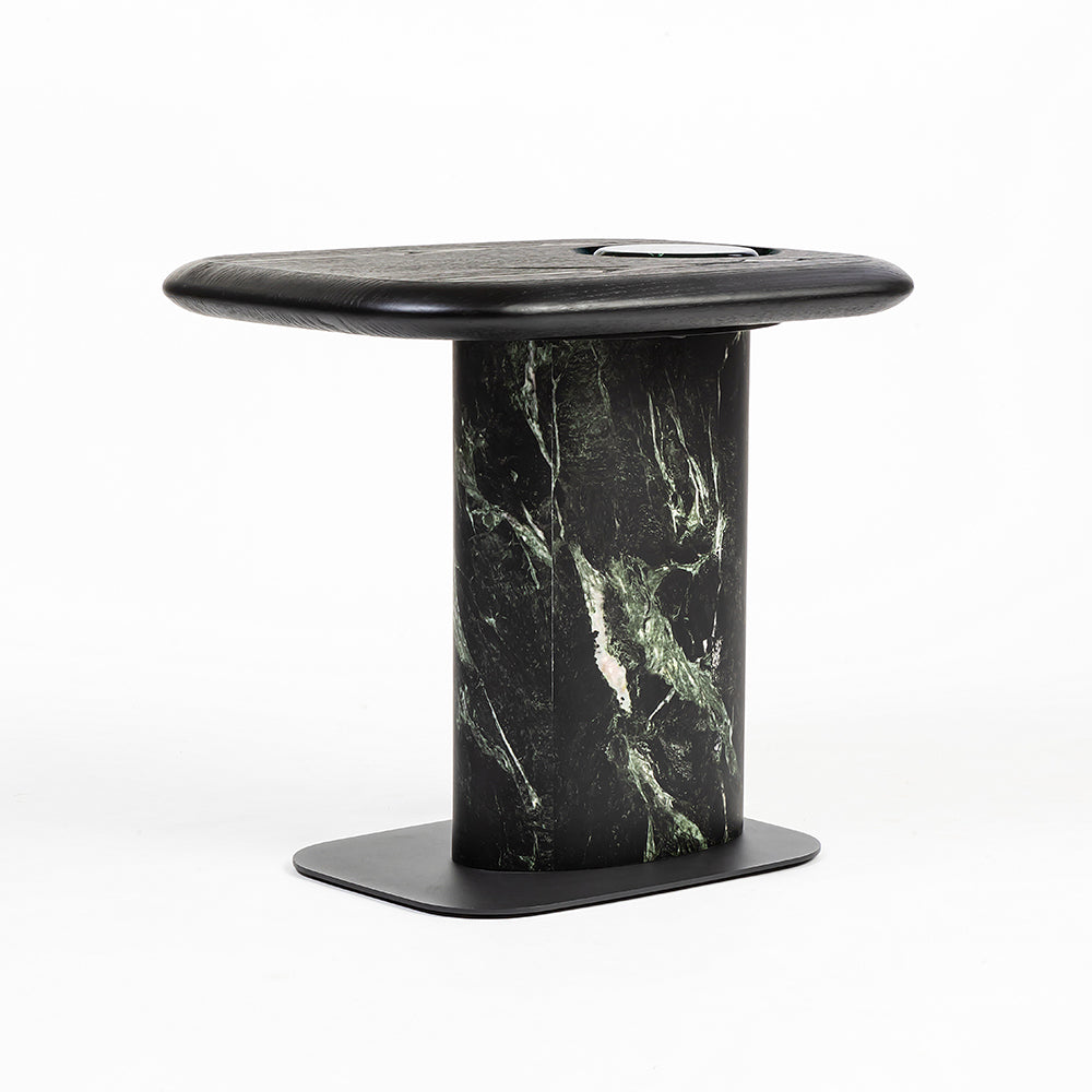 MDF Black Coffee Table with Wooden Base - Small