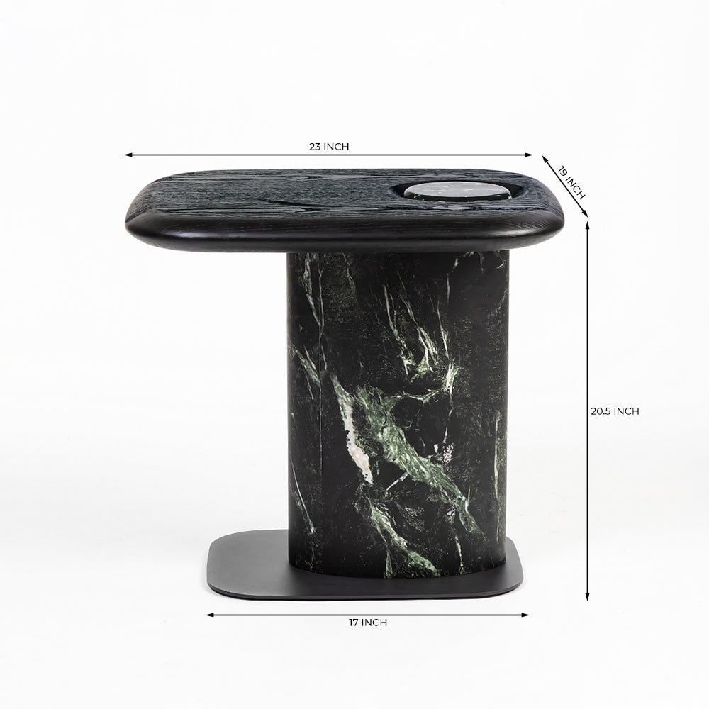 MDF Black Coffee Table with Wooden Base - Small