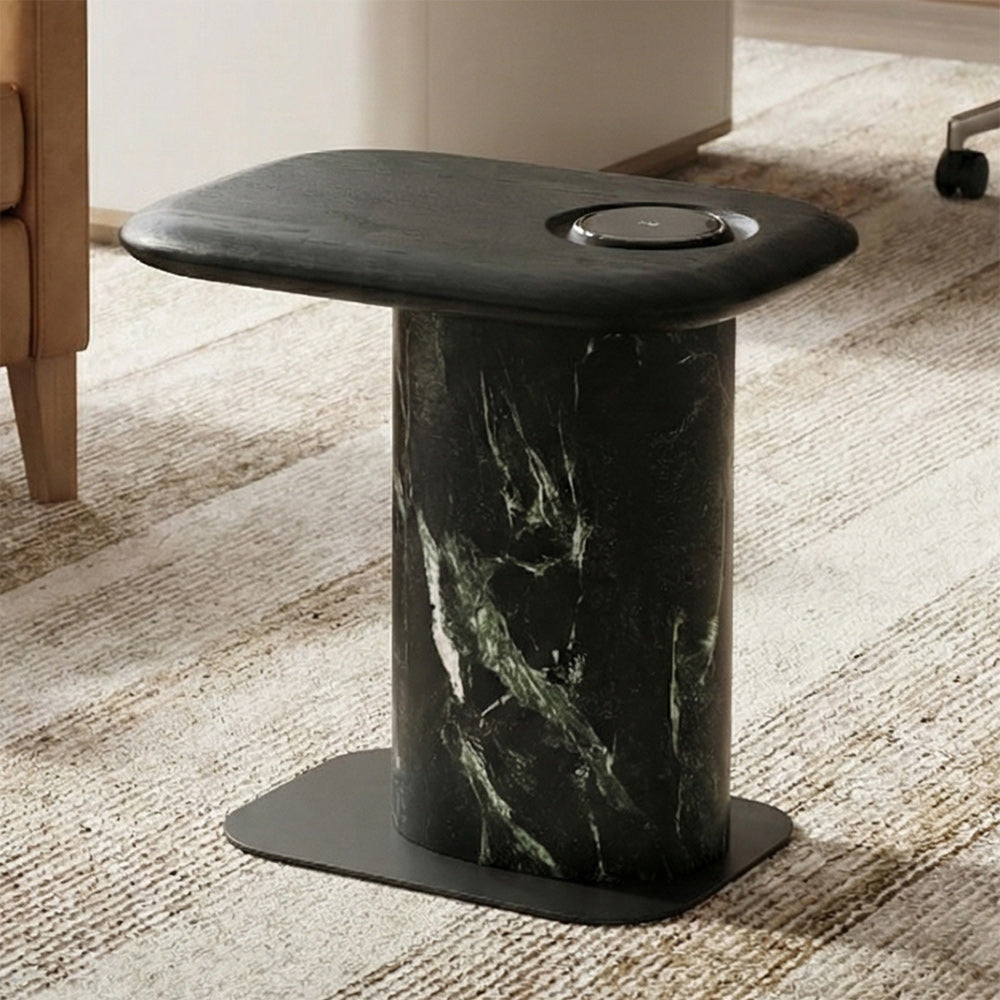 MDF Black Coffee Table with Wooden Base - Small