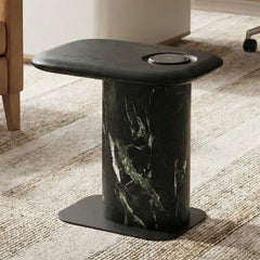MDF Black Coffee Table with Wooden Base - Small