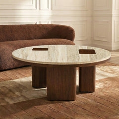 Marble Oduke Coffee Table with Wooden Legs