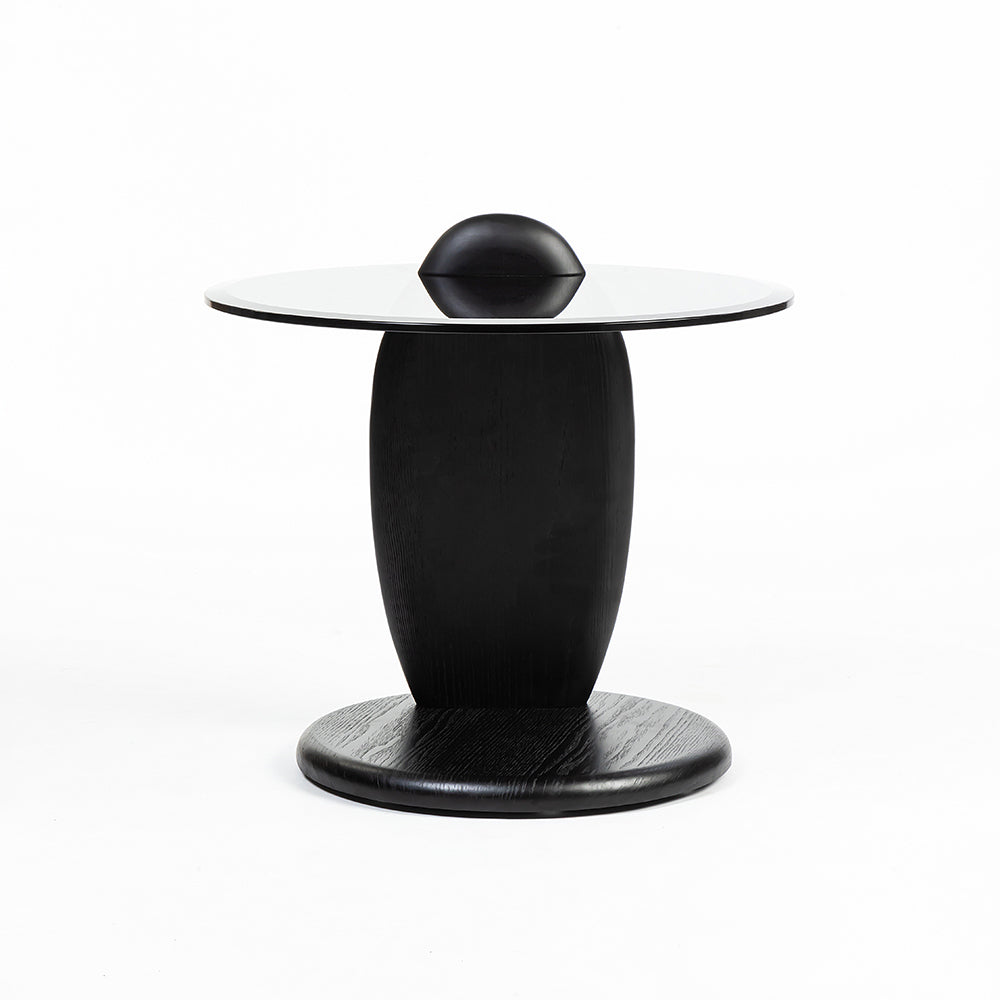 Glass Collin Accent Table with Wooden Legs