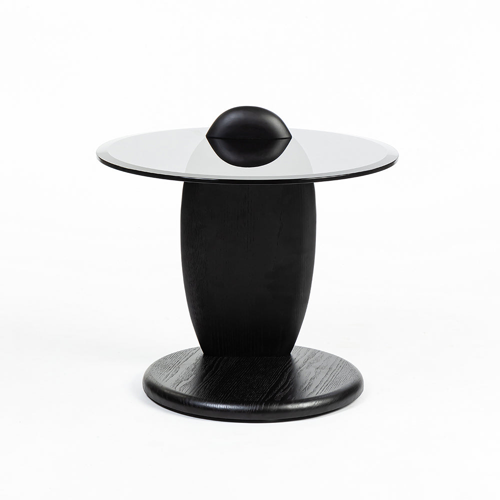 Glass Collin Accent Table with Wooden Legs