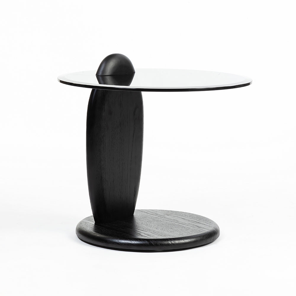 Glass Collin Accent Table with Wooden Legs