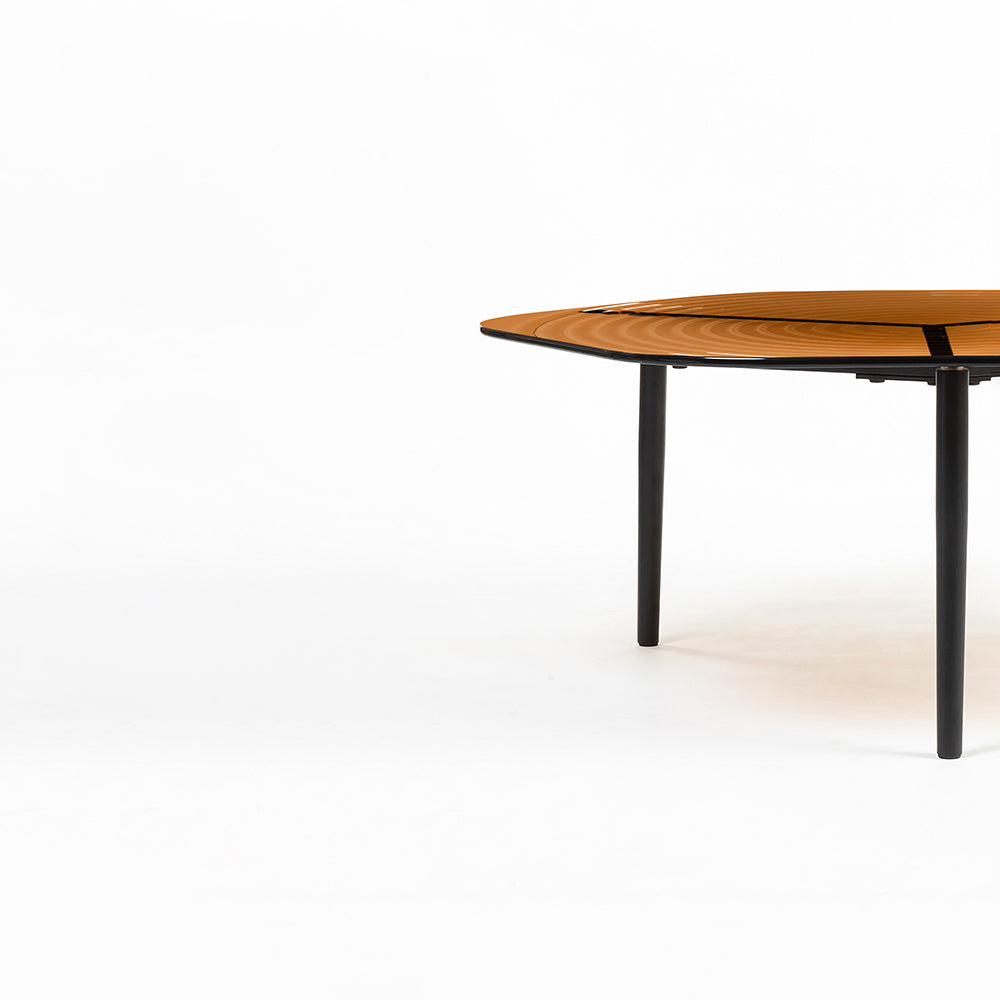 Berlin Glass Hexagon Coffee Table with Metal Base - Large