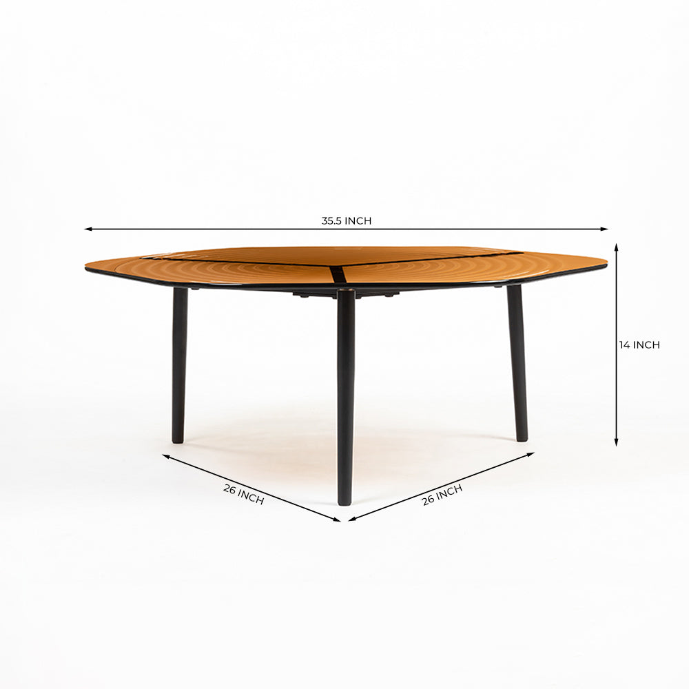Berlin Glass Hexagon Coffee Table with Metal Base - Large